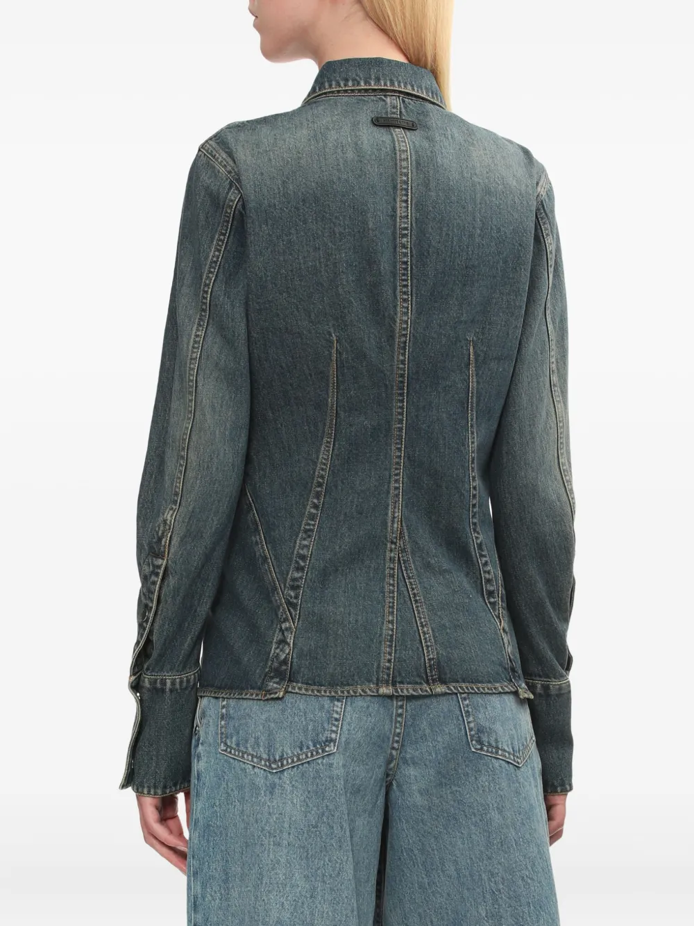 Helmut Lang denim panelled shirt Blauw