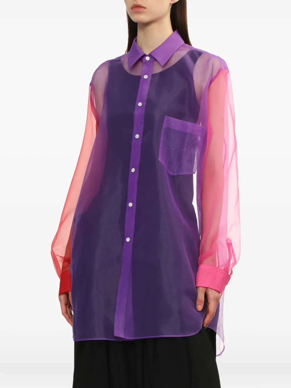 Comme Des Garçons Doorzichtige blouse met colourblocking Paars