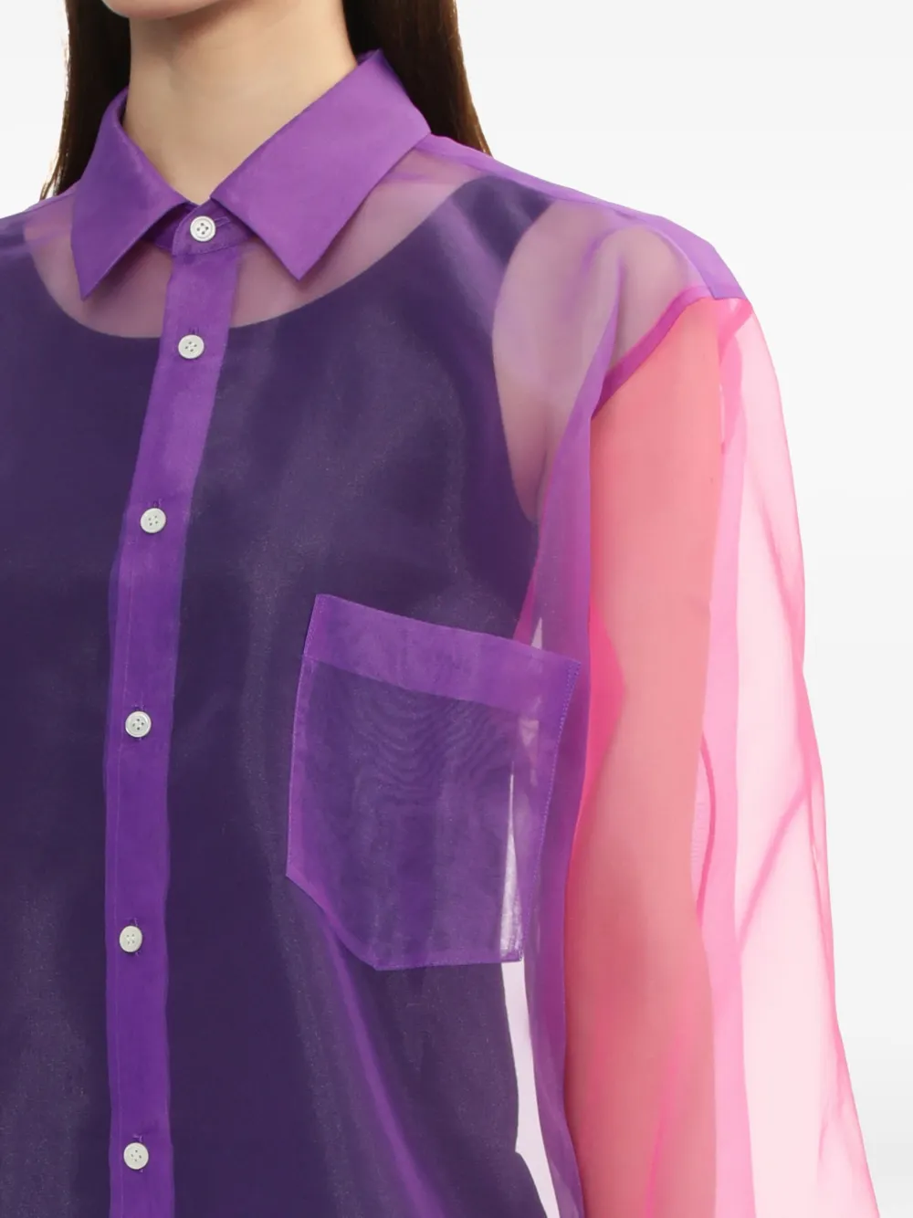Comme Des Garçons Doorzichtige blouse met colourblocking Paars