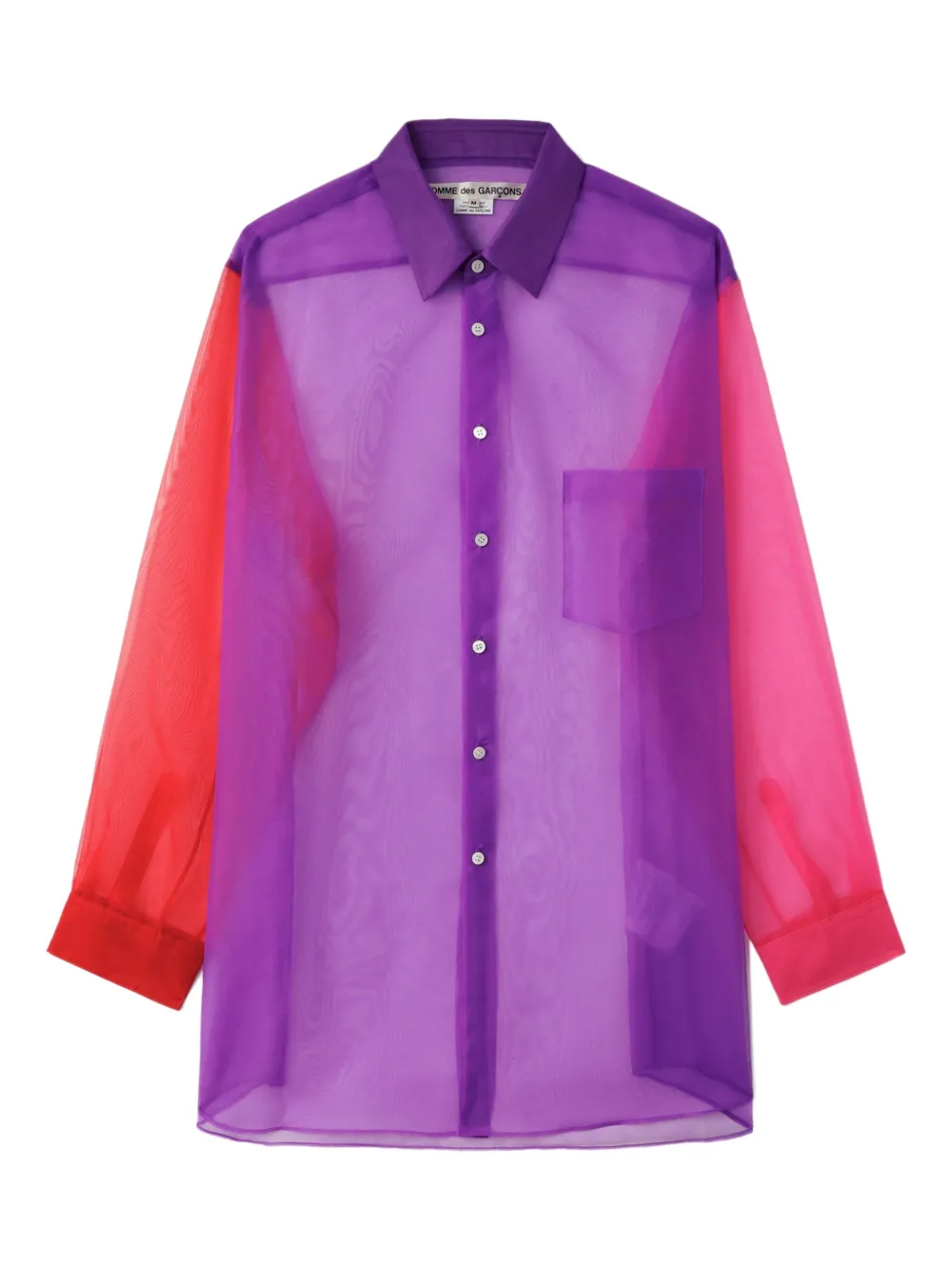 Comme Des Garçons Doorzichtige blouse met colourblocking Paars