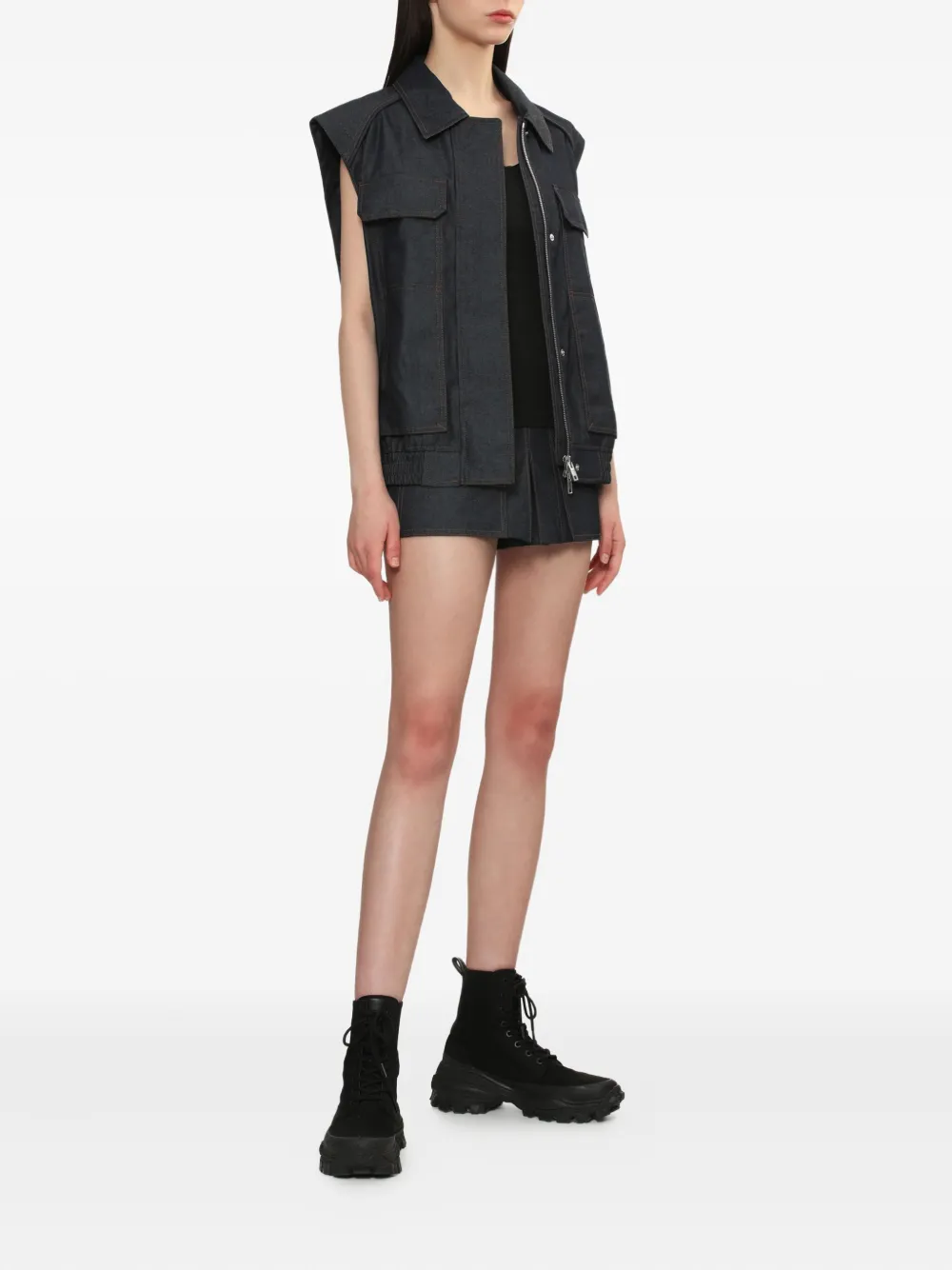 Juun.J pleated denim shorts | Jean Shorts | Image 2