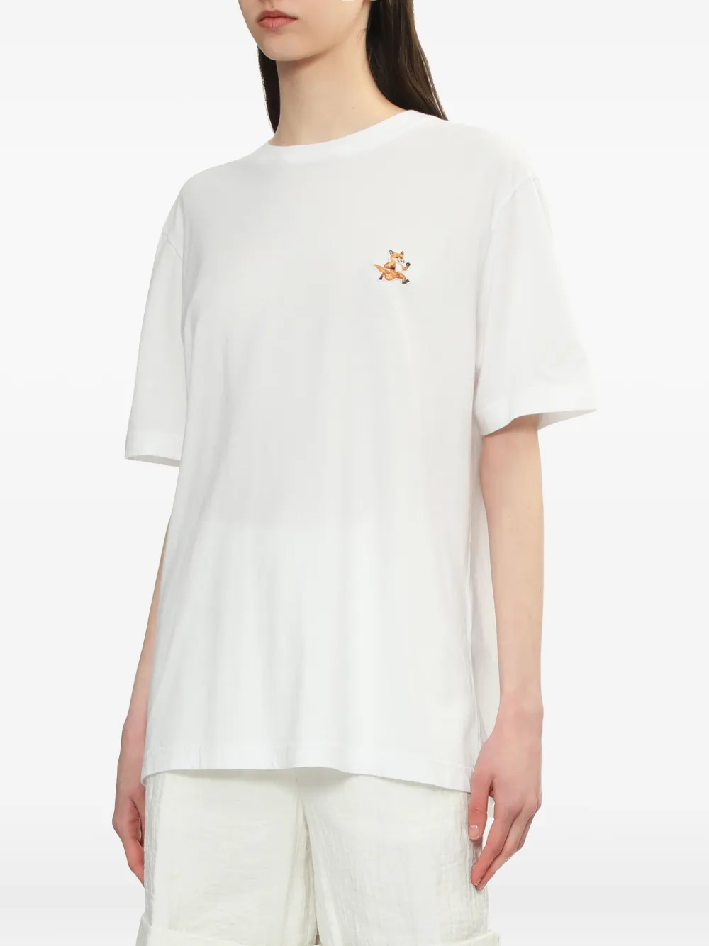 Maison Kitsuné T-shirt met geborduurde vos Wit