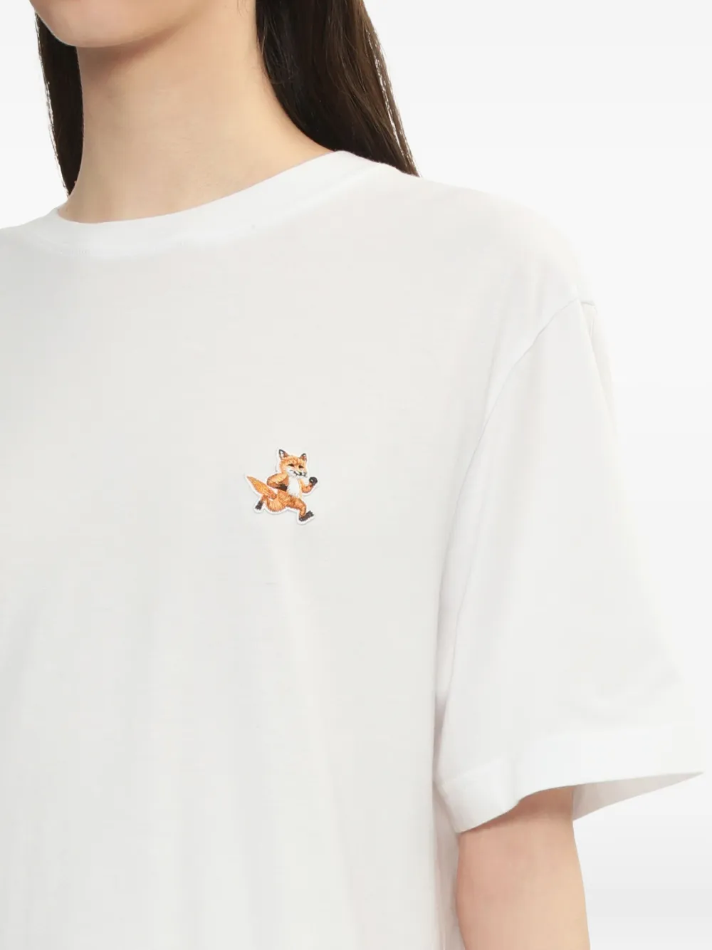 Maison Kitsuné T-shirt met geborduurde vos Wit