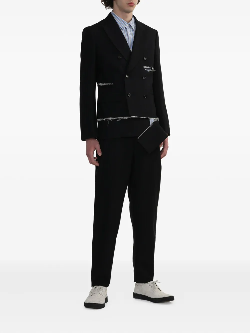Comme des Garçons Homme Deux Broek met elastische taille en krijtstreep Blauw