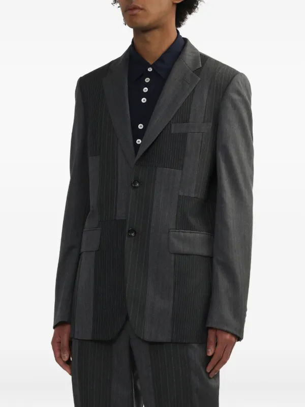 Comme Des Garçons Homme Deux ストライプ パッチワーク ジャケット