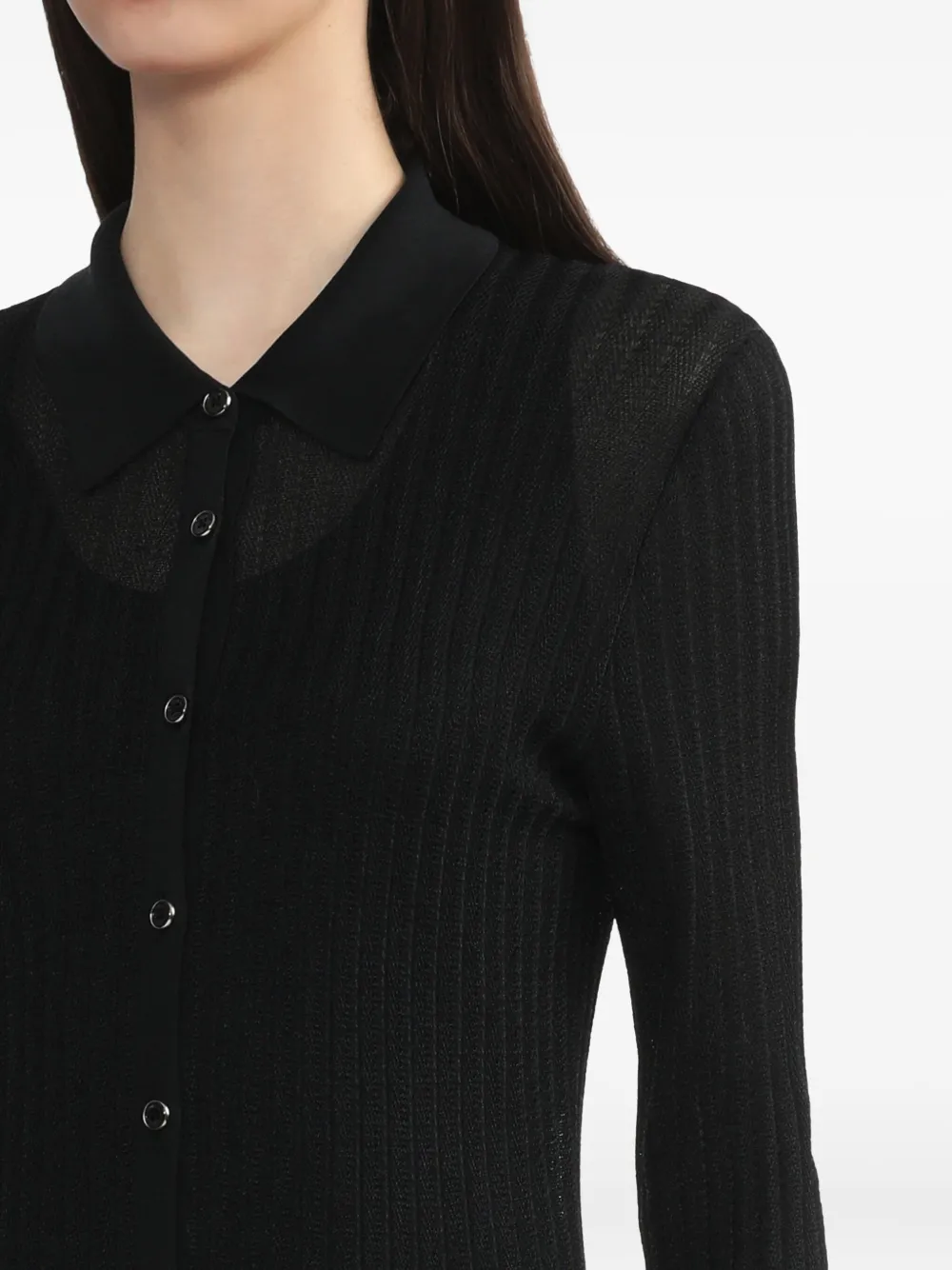 Helmut Lang Geribbelde jurk met knopen Zwart