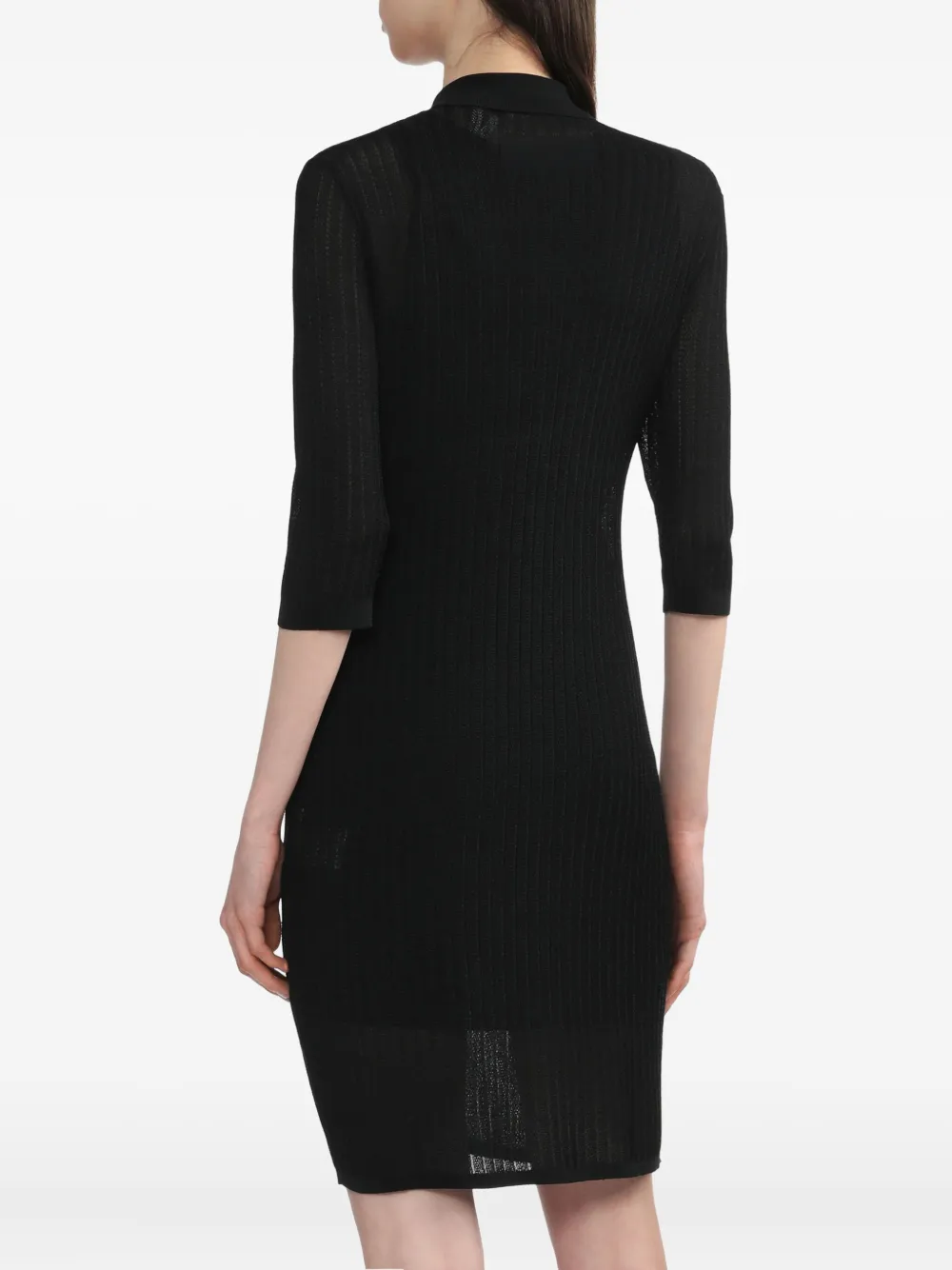 Helmut Lang Geribbelde jurk met knopen Zwart