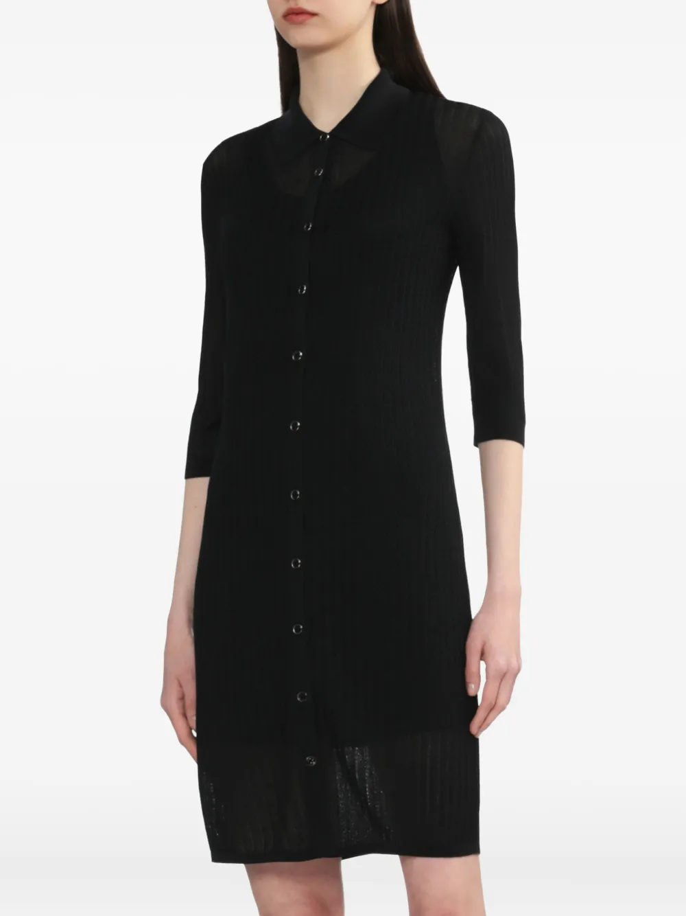 Helmut Lang Geribbelde jurk met knopen Zwart