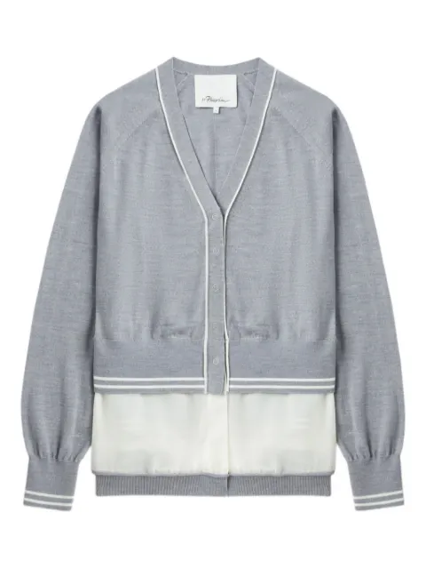 3.1 Phillip Lim chiffon-trim V-neck wool cardigan