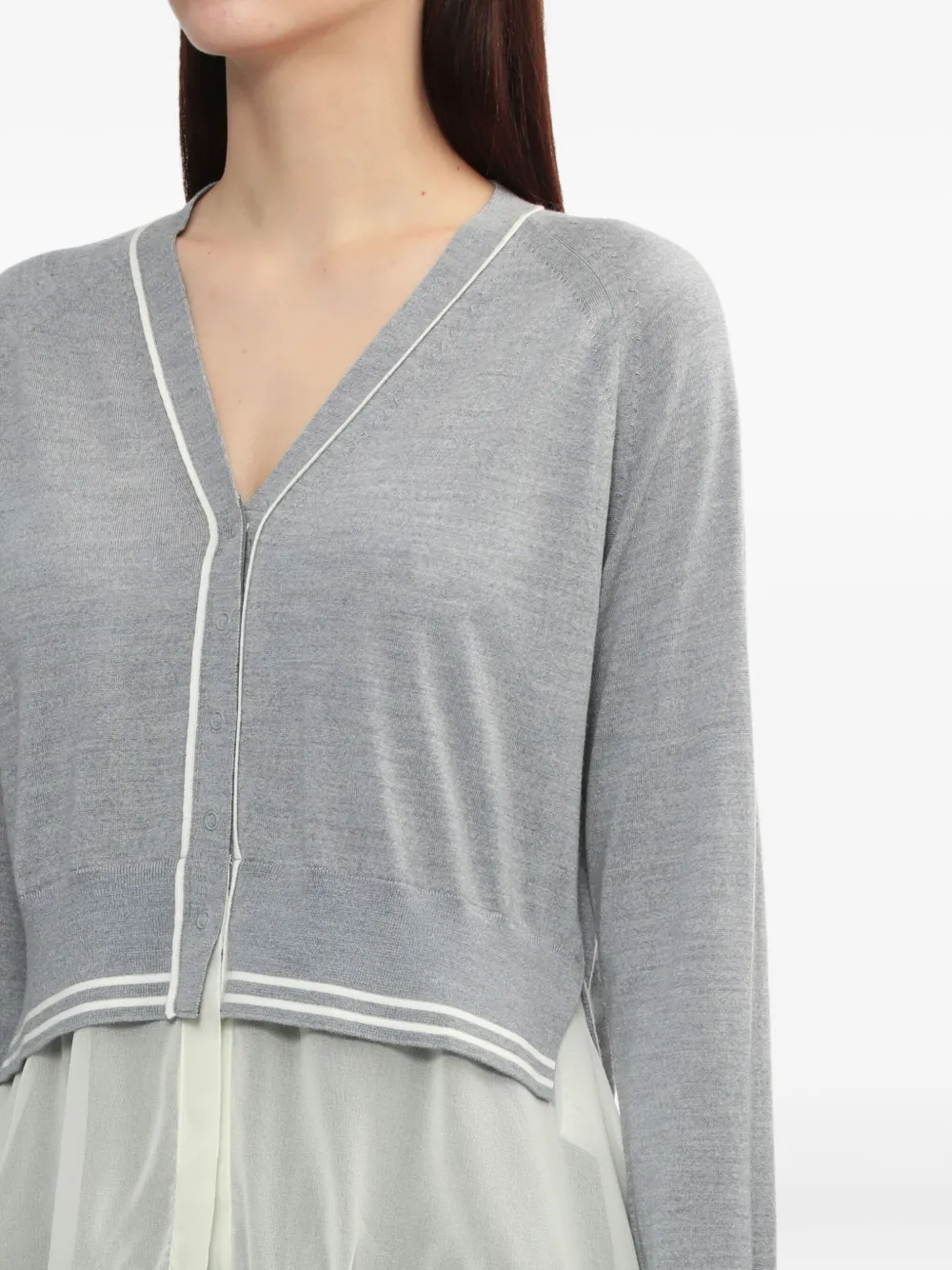 3.1 Phillip Lim Wollen vest met V-hals en chiffon afwerking Grijs