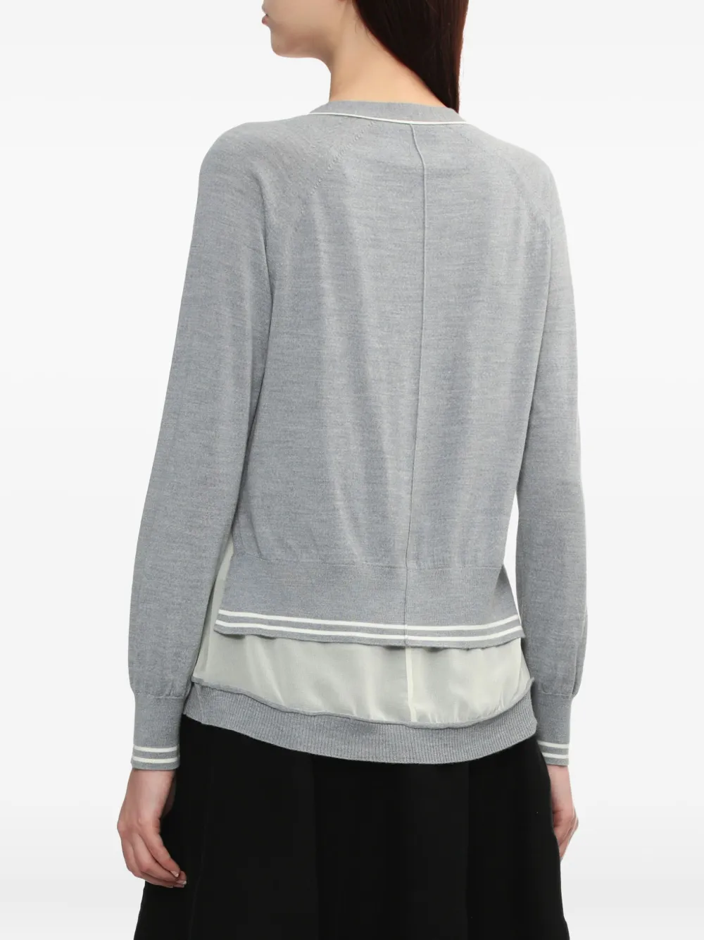 3.1 Phillip Lim Wollen vest met V-hals en chiffon afwerking Grijs