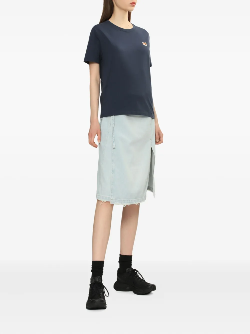 Closed Denim rok met franje en gestrikte voorkant - Blauw