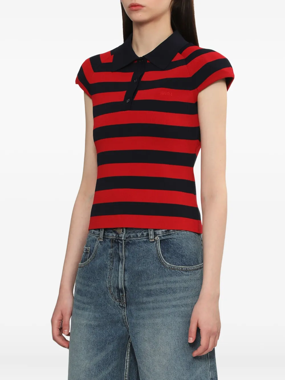 Juun.J striped polo shirt Rood