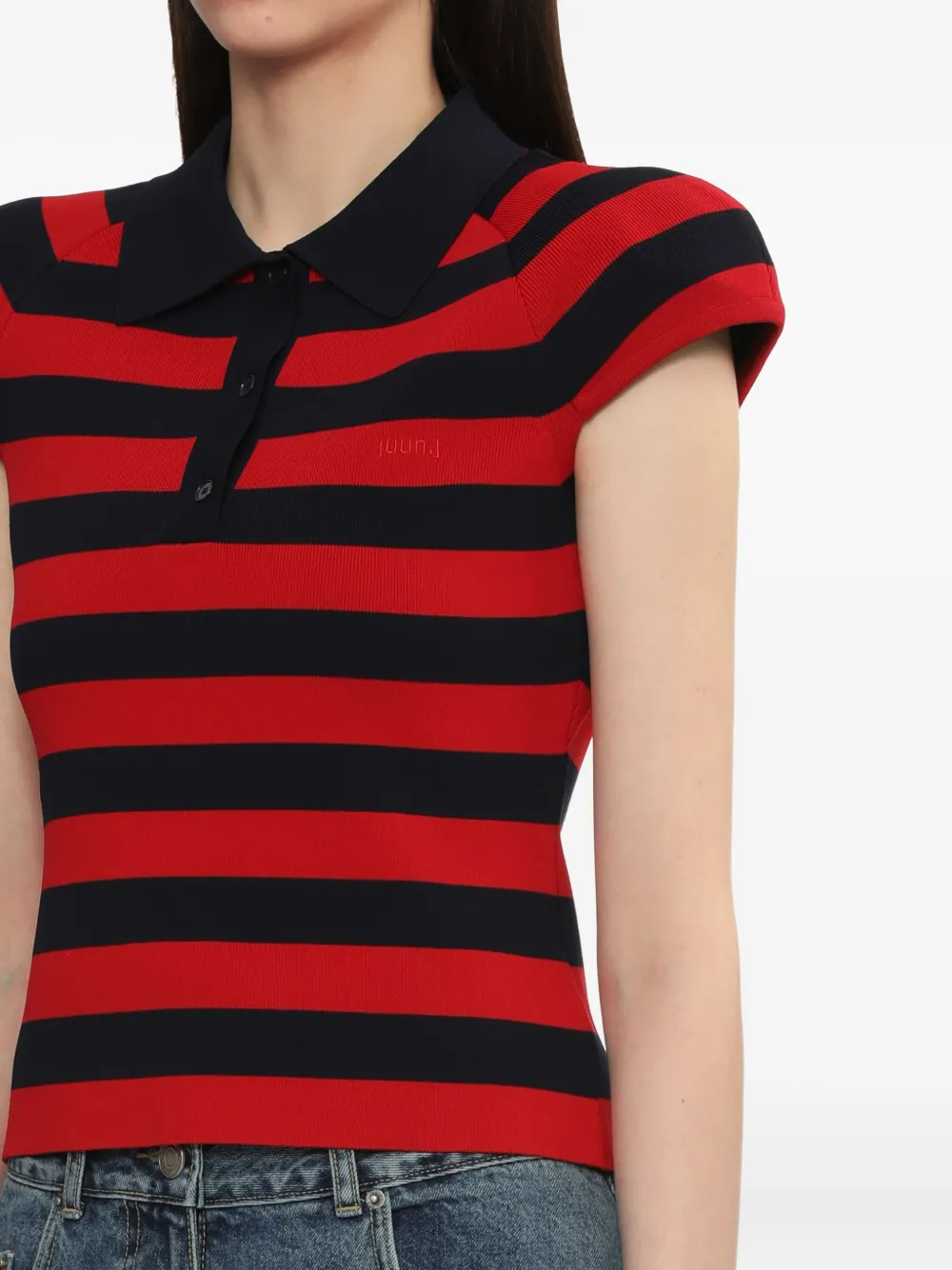 Juun.J striped polo shirt Rood