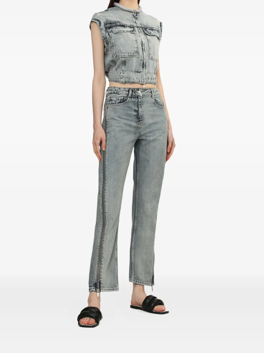 3.1 Phillip Lim Jeans met rits aan de zijkant - Blauw