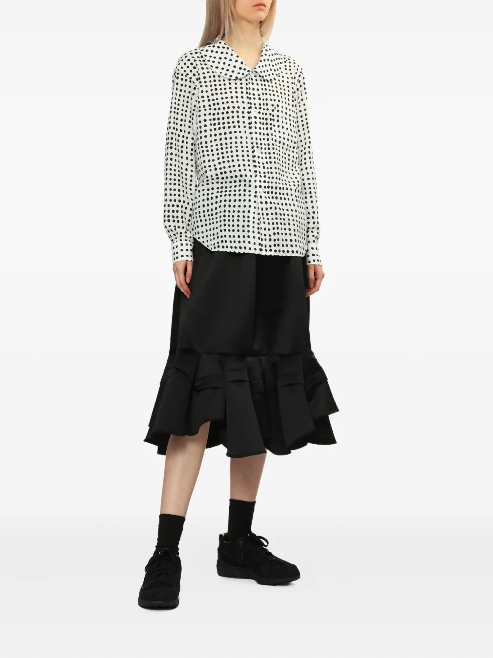 Comme Des Garçons Comme Des Garçons Rok met elastische taille en ruches Zwart