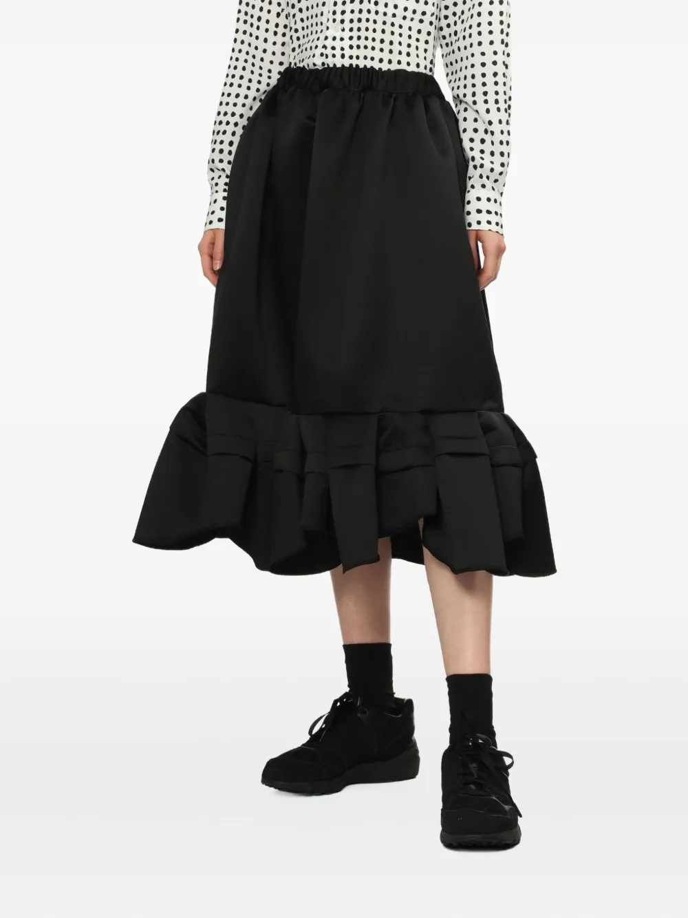 Comme Des Garçons Comme Des Garçons Rok met elastische taille en ruches Zwart