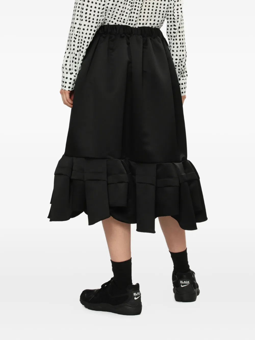 Comme Des Garçons Comme Des Garçons Rok met elastische taille en ruches Zwart