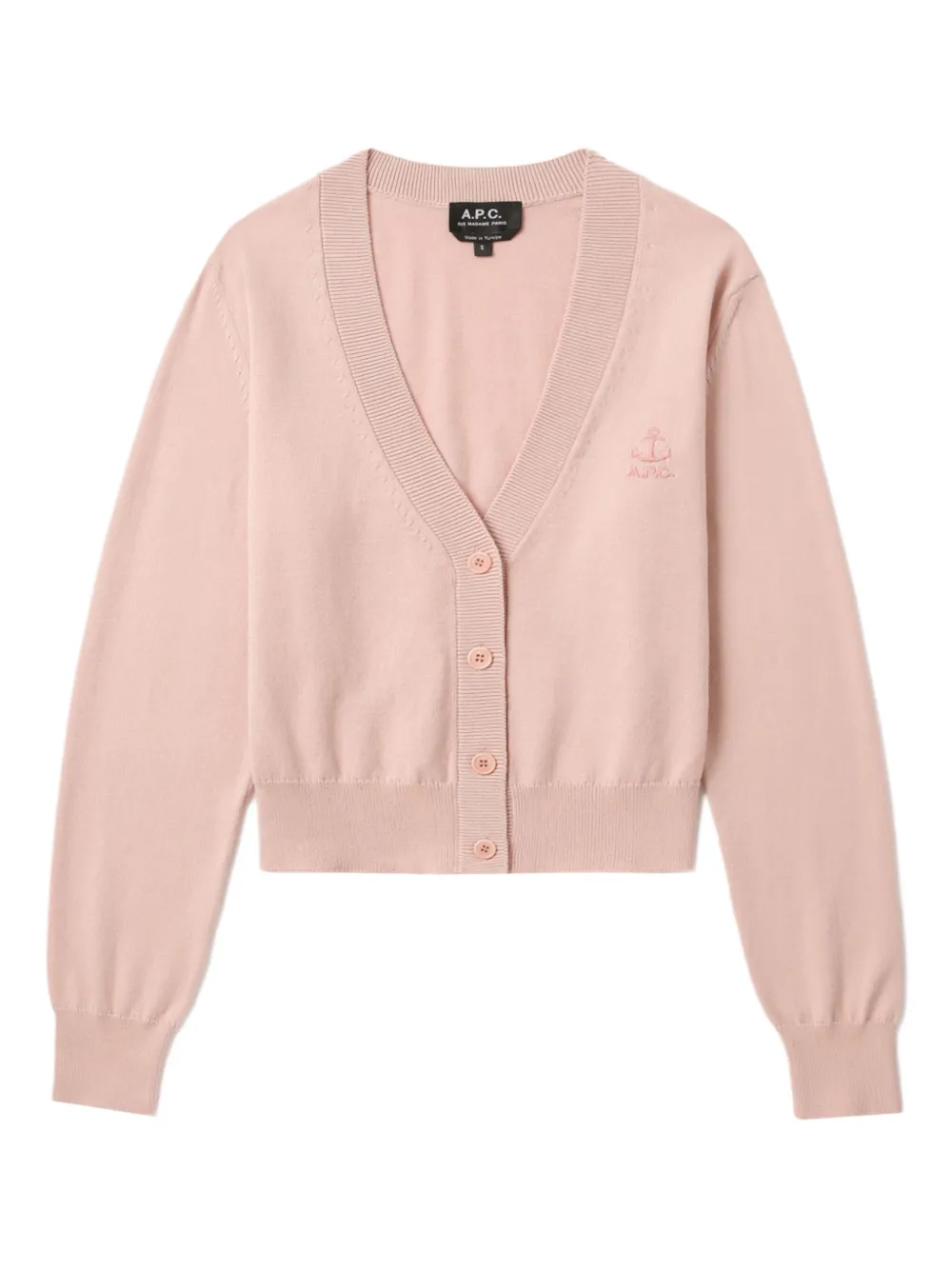 A.P.C. cardigan brodé à col v | rose | Image 1