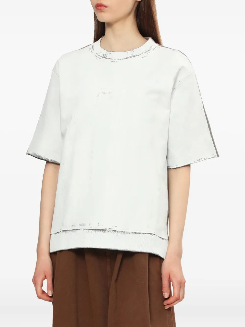 MM6 Maison Margiela raw-edge short-sleeve top Beige