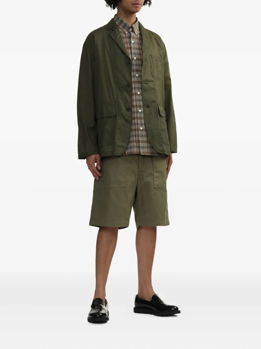 Engineered Garments Shorts met opgestikte zak van katoen-linnenblend Groen