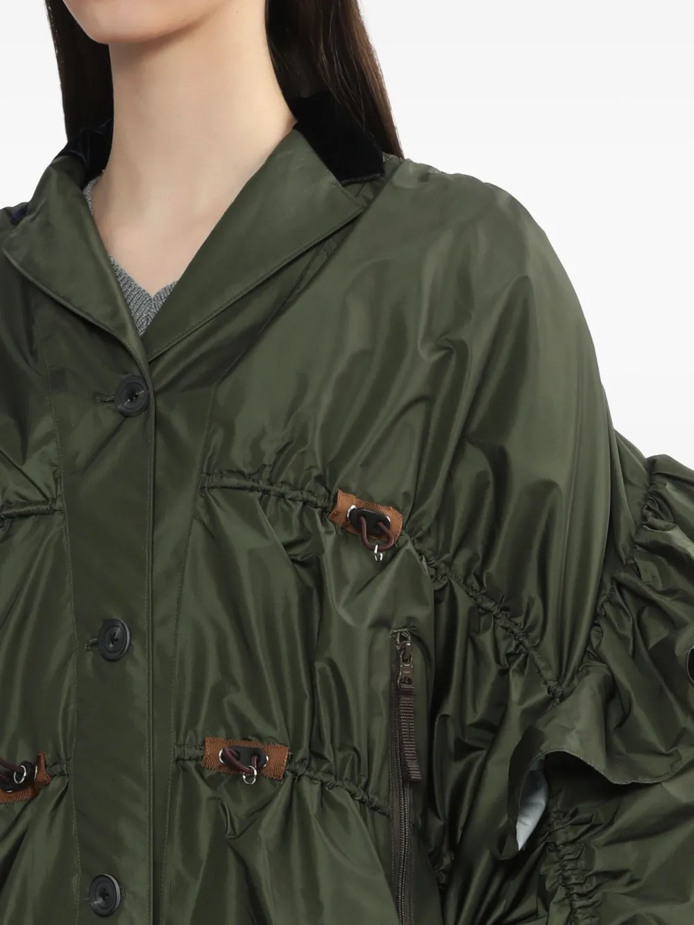 Kolor Button-up jack met ruches Groen