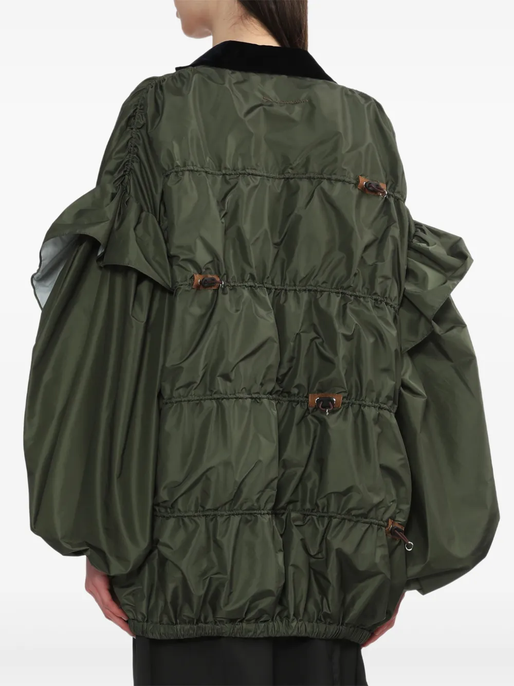 Kolor Button-up jack met ruches Groen