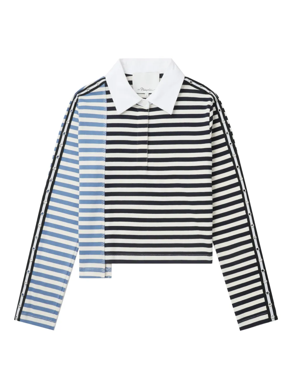3.1 Phillip Lim Polotop met gestreepte vlakken Zwart