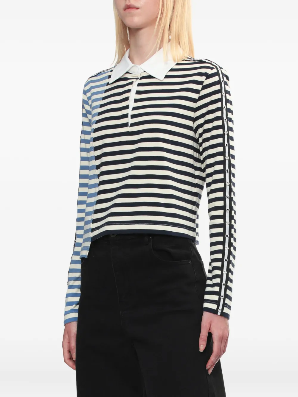 3.1 Phillip Lim Polotop met gestreepte vlakken Zwart