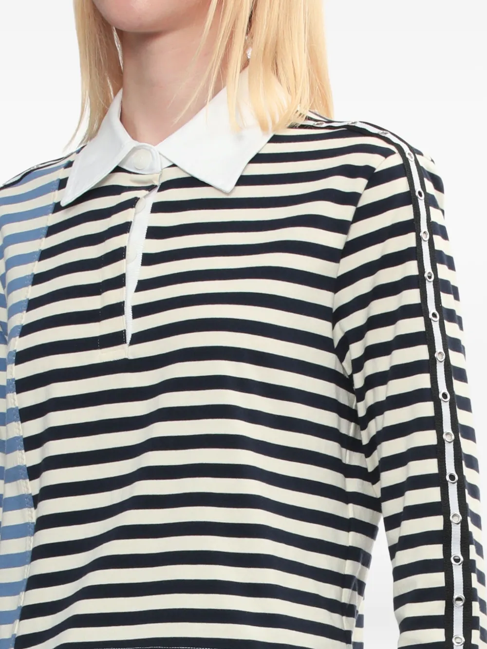 3.1 Phillip Lim Polotop met gestreepte vlakken Zwart