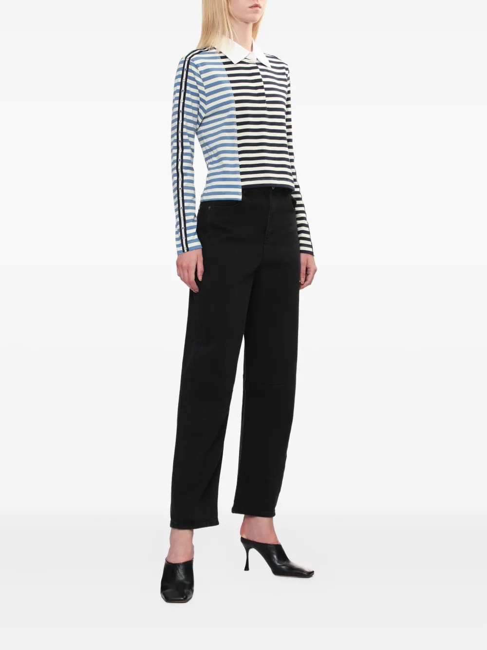 3.1 Phillip Lim Polotop met gestreepte vlakken Zwart