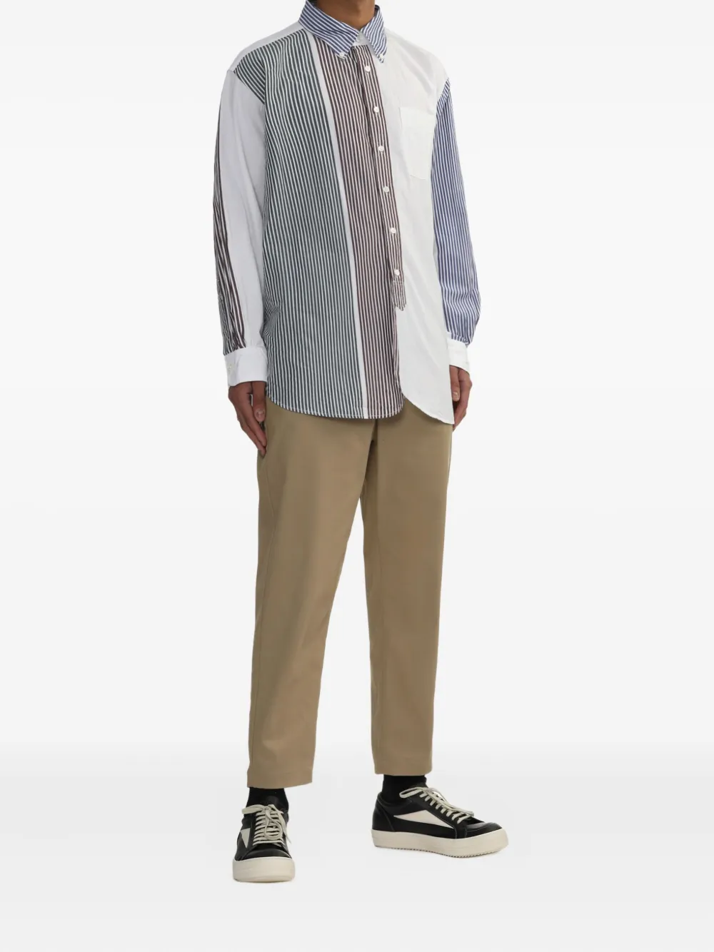 Engineered Garments Katoenen overhemd met blokstreep Wit
