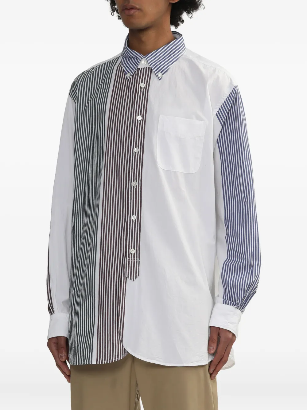 Engineered Garments Katoenen overhemd met blokstreep Wit