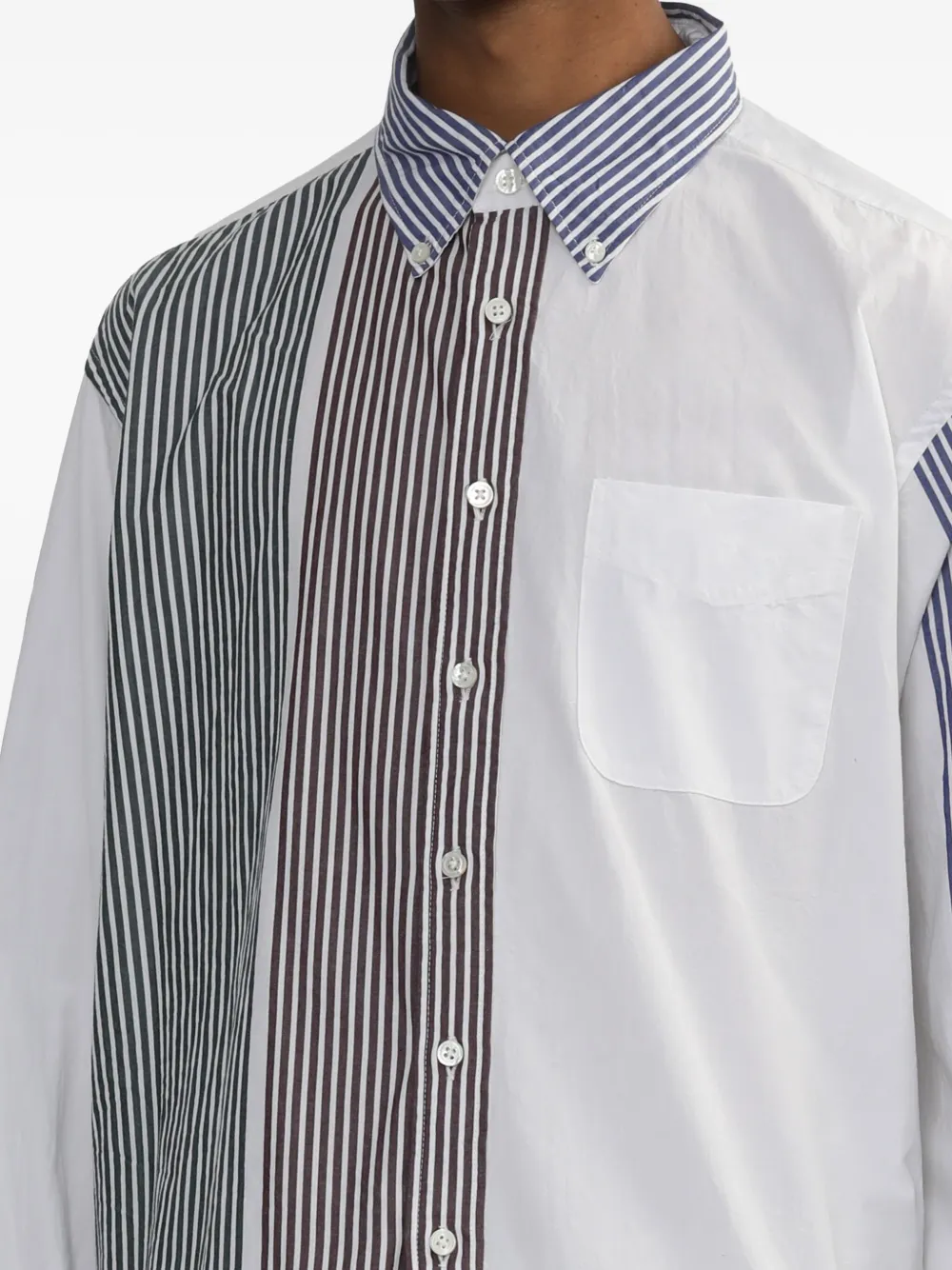 Engineered Garments Katoenen overhemd met blokstreep Wit