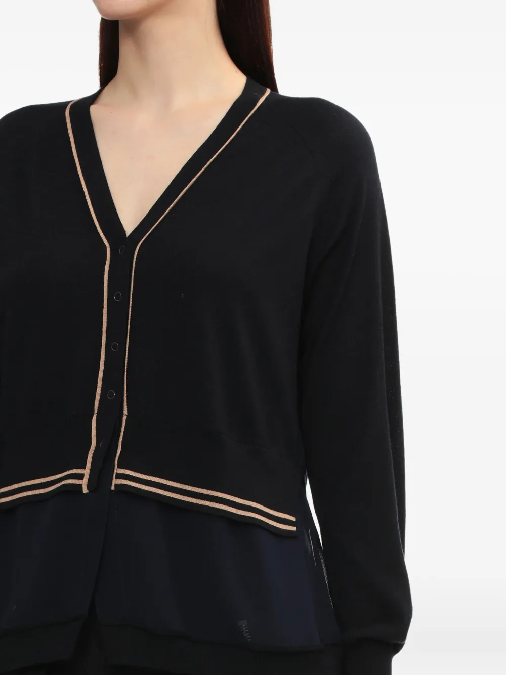 3.1 Phillip Lim Wollen vest met V-hals en chiffon afwerking Blauw