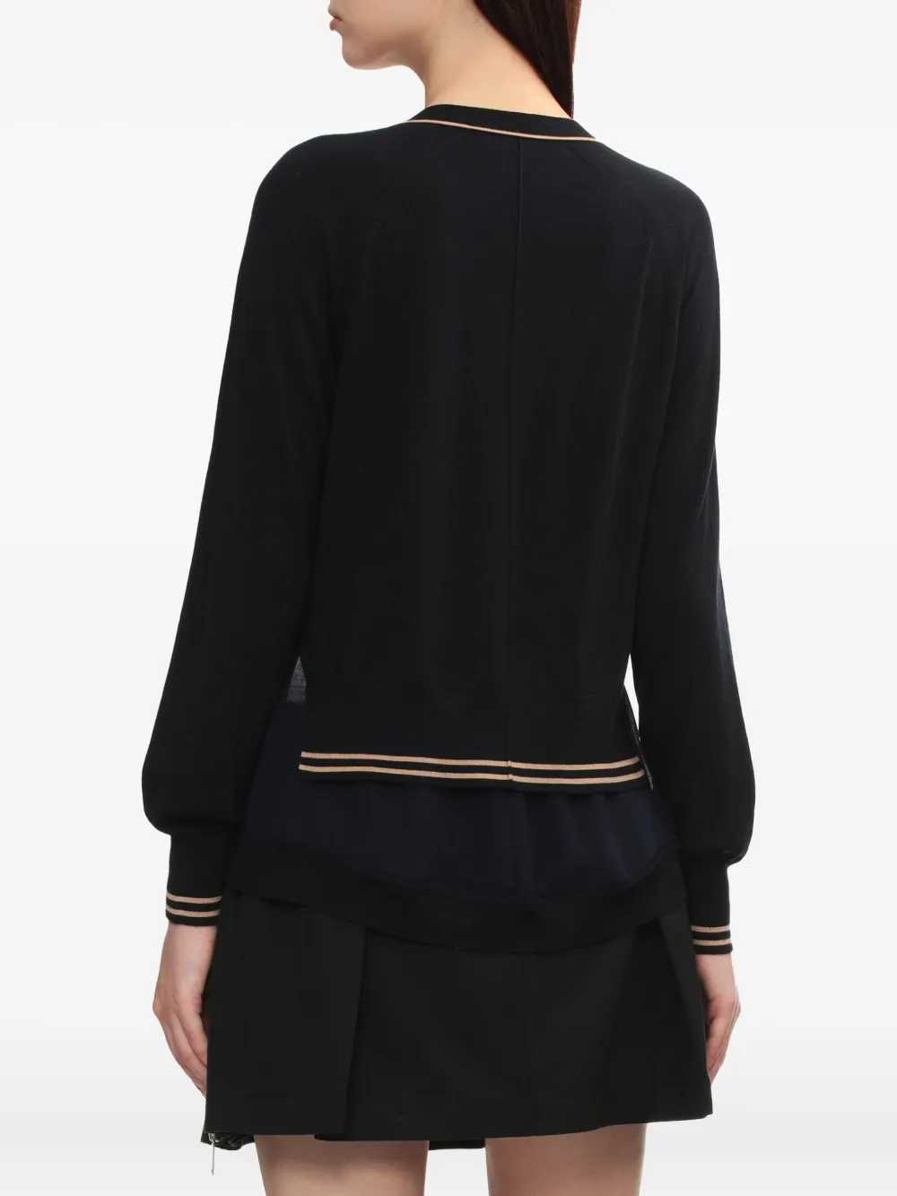 3.1 Phillip Lim Wollen vest met V-hals en chiffon afwerking Blauw