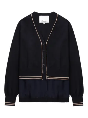 Drop Jacquard Knitted Cardigan - black - Mame Kurogouchi
