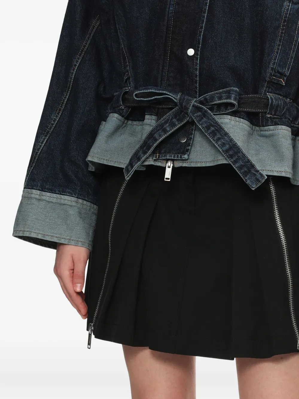 3.1 Phillip Lim Denim jack met contrasterend vlak en ceintuur Blauw