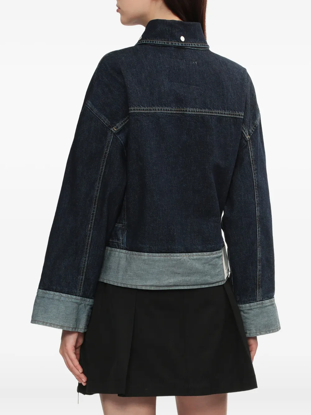 3.1 Phillip Lim Denim jack met contrasterend vlak en ceintuur Blauw