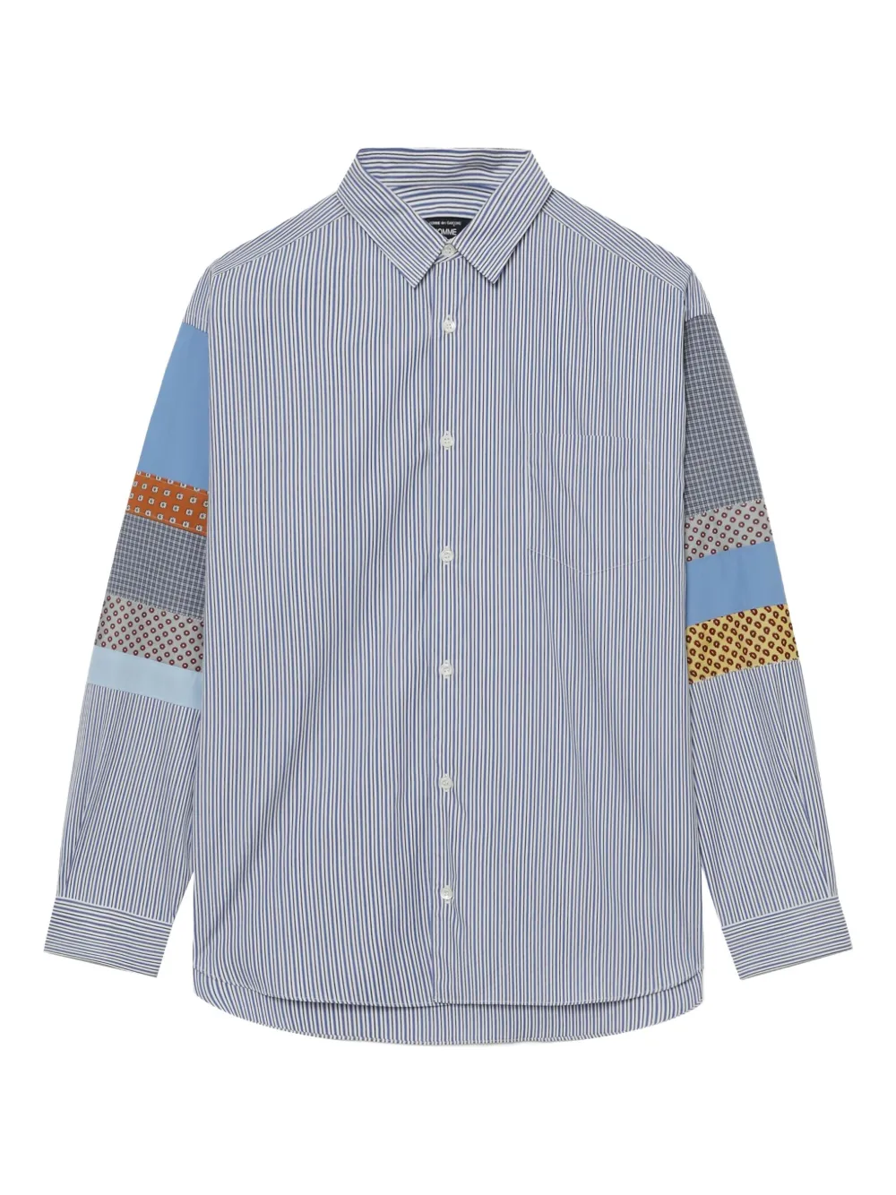 Comme des Garçons Homme striped patchwork shirt Blauw