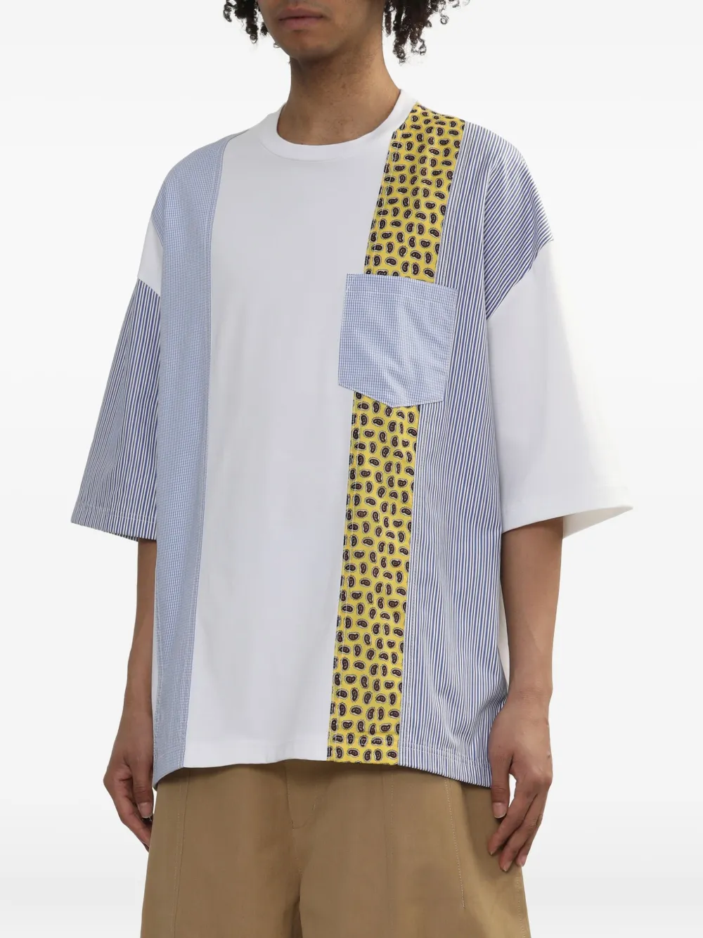 Comme des Garçons Homme panelled paisley-print T-shirt Wit