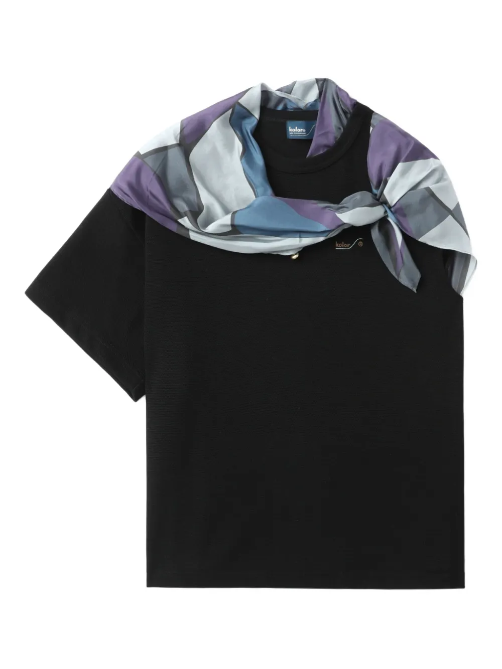 Kolor Asymmetrisch T-shirt met sjaaldetail Zwart