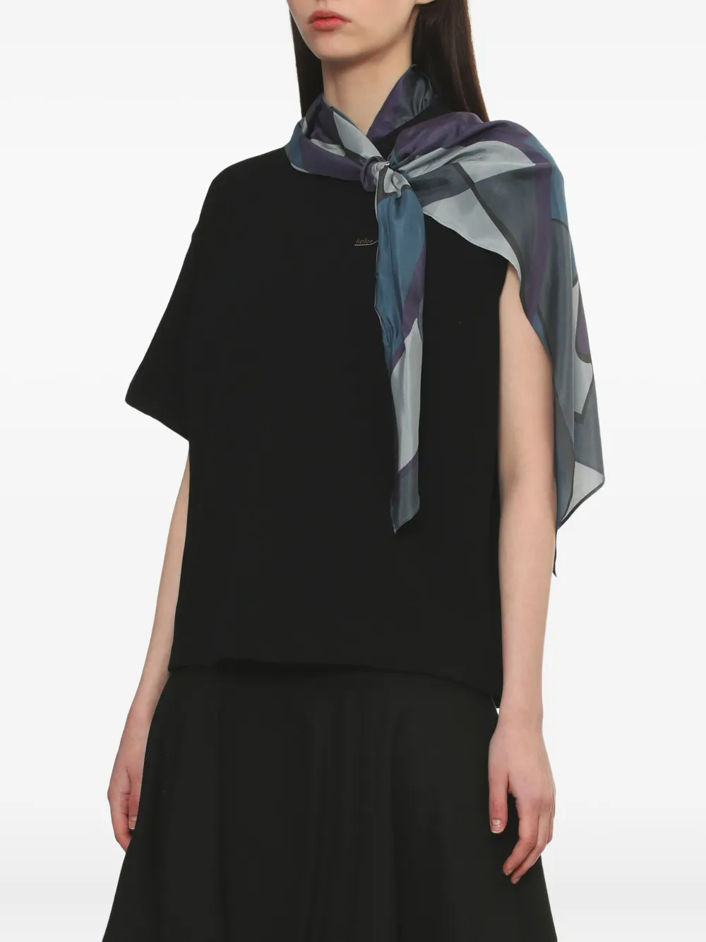 Kolor Scarf-detail One-sleeve T-shirt In Black