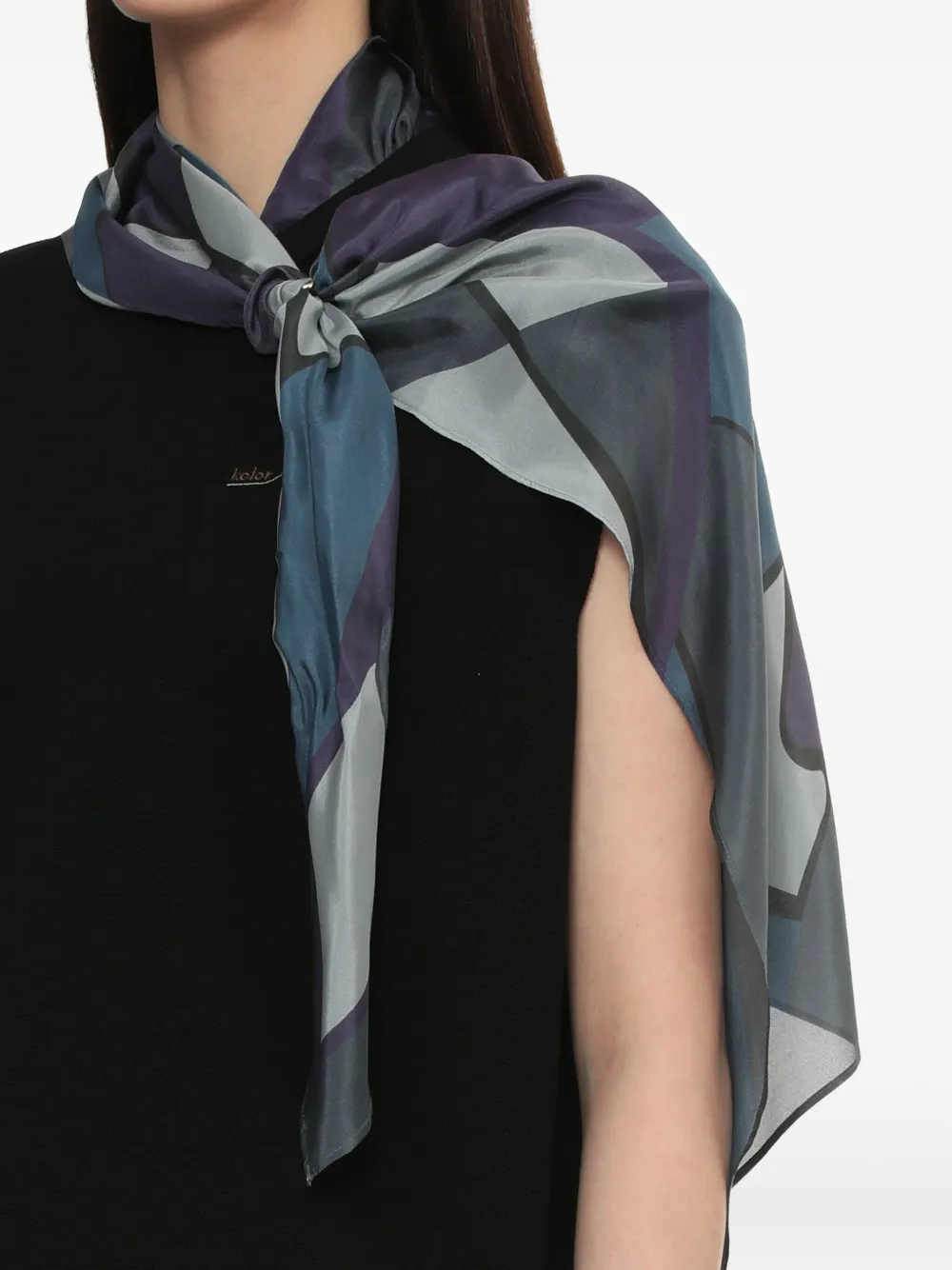 Kolor Scarf-detail One-sleeve T-shirt In Black