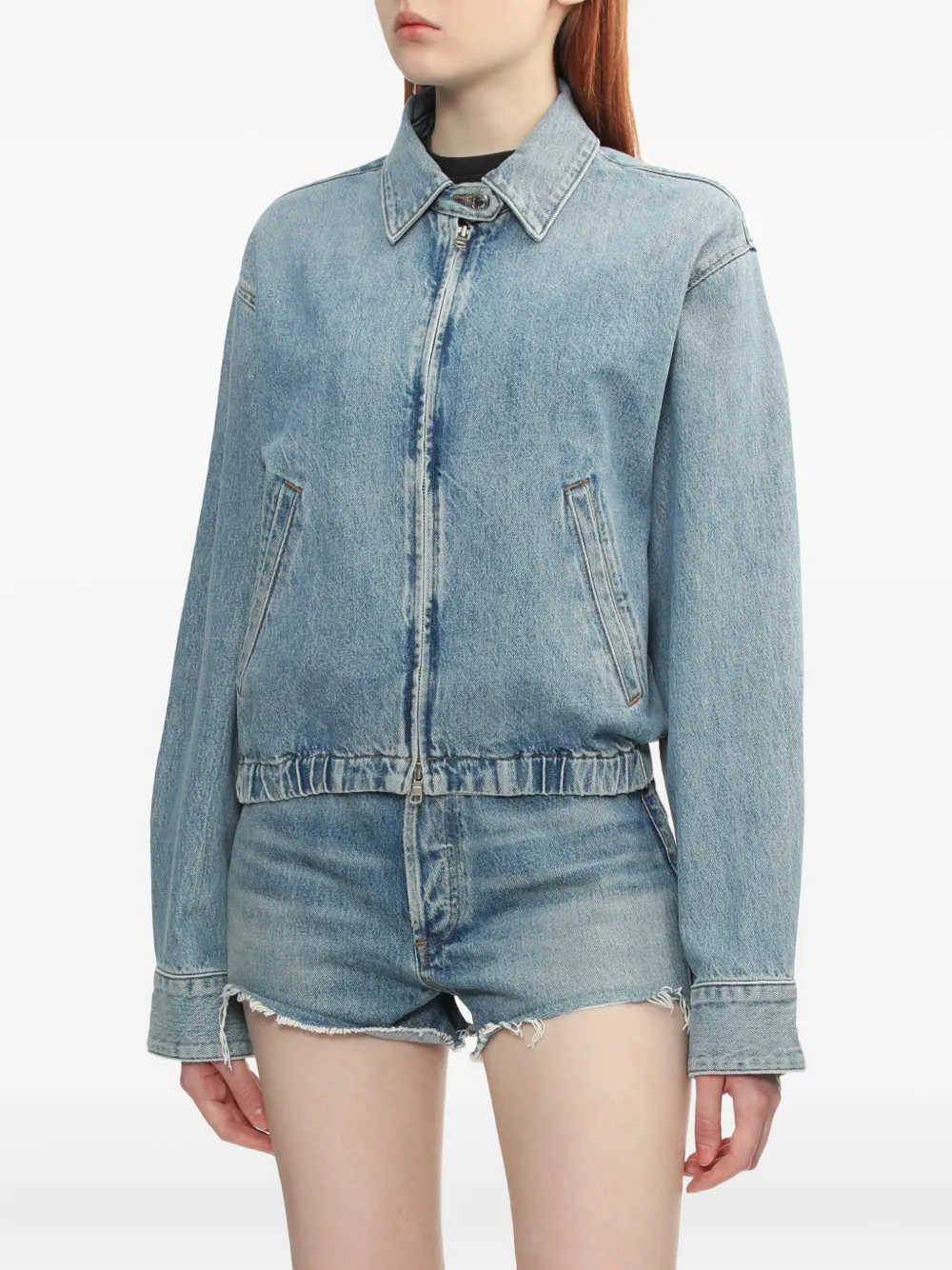 Agolde Nile Zip-front Elastic-waist Denim Jacket