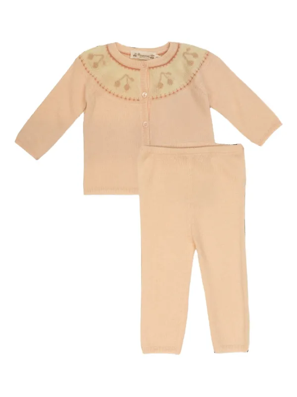 Bonpoint Embroidered Knitted Trouser Set Pink FARFETCH PH