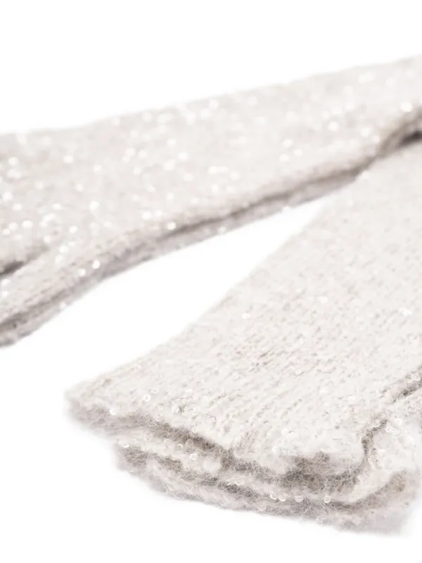 Brunello Cucinelli sequin-embellished Gloves | Silver