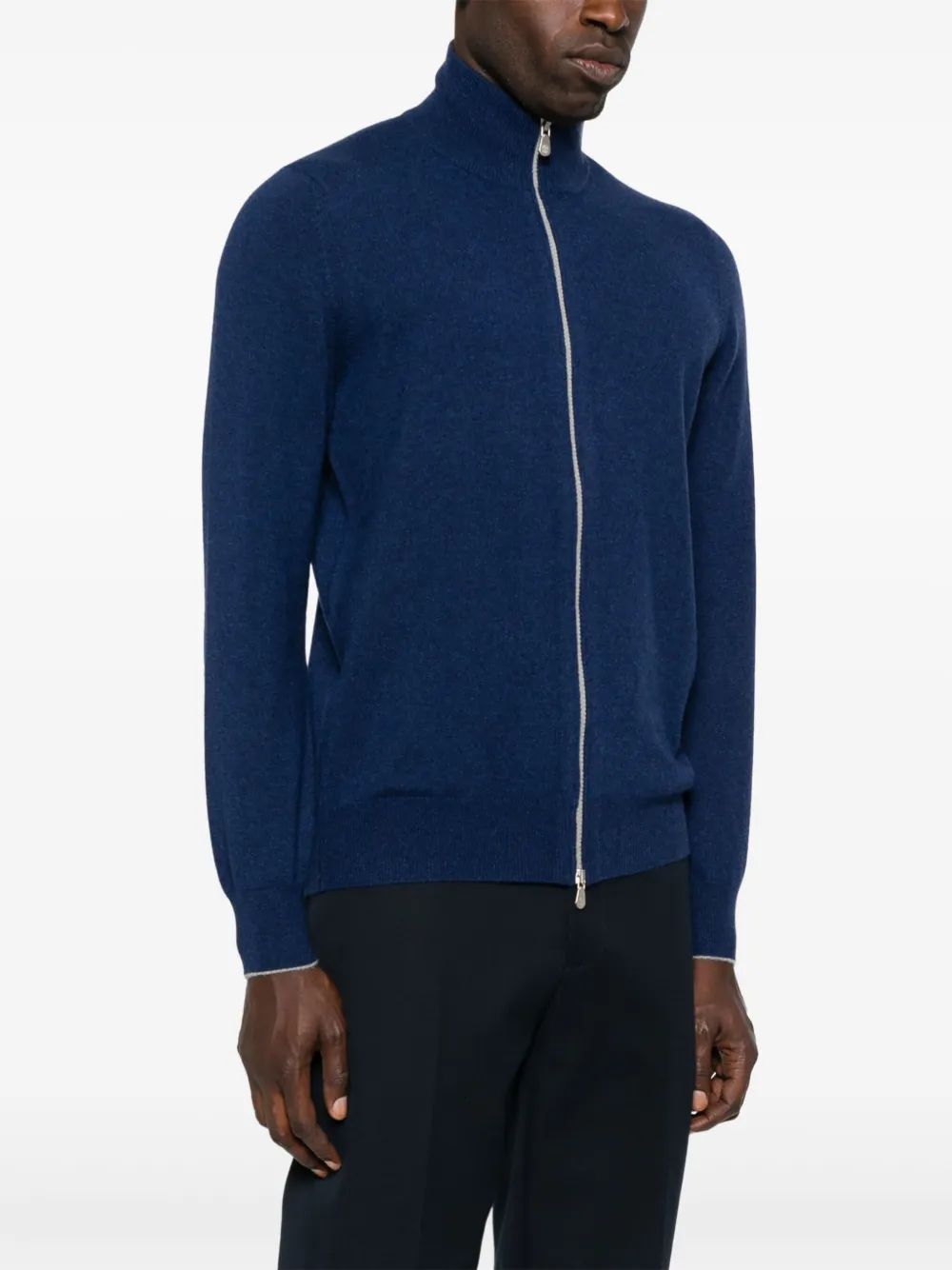 Brunello Cucinelli Kasjmier sweater met rits Blauw