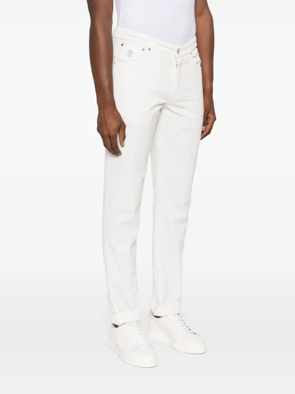 Brunello Cucinelli Ribfluwelen broek Wit