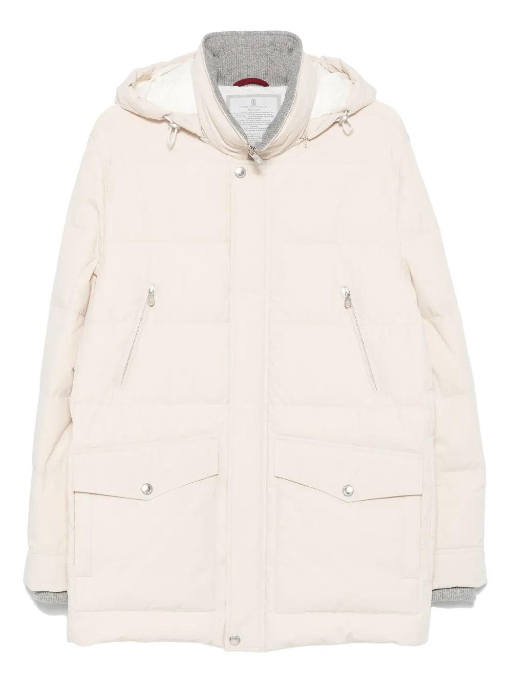 Brunello Cucinelli Donsjack met capuchon Beige